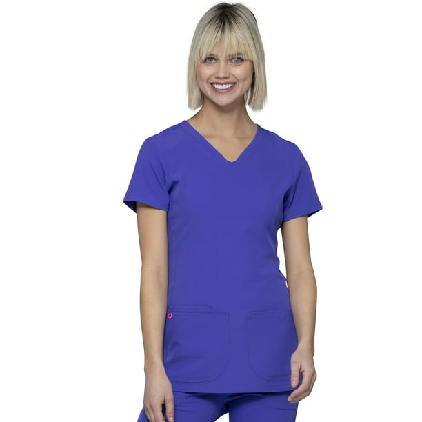 Women's Fashion Medical Nursing Scrub Tops Black Blue Purple Loops S